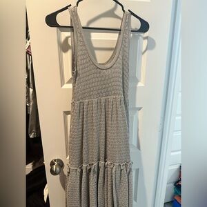Super Cute Glitter Silver Grey Crochet Ruffle Dress